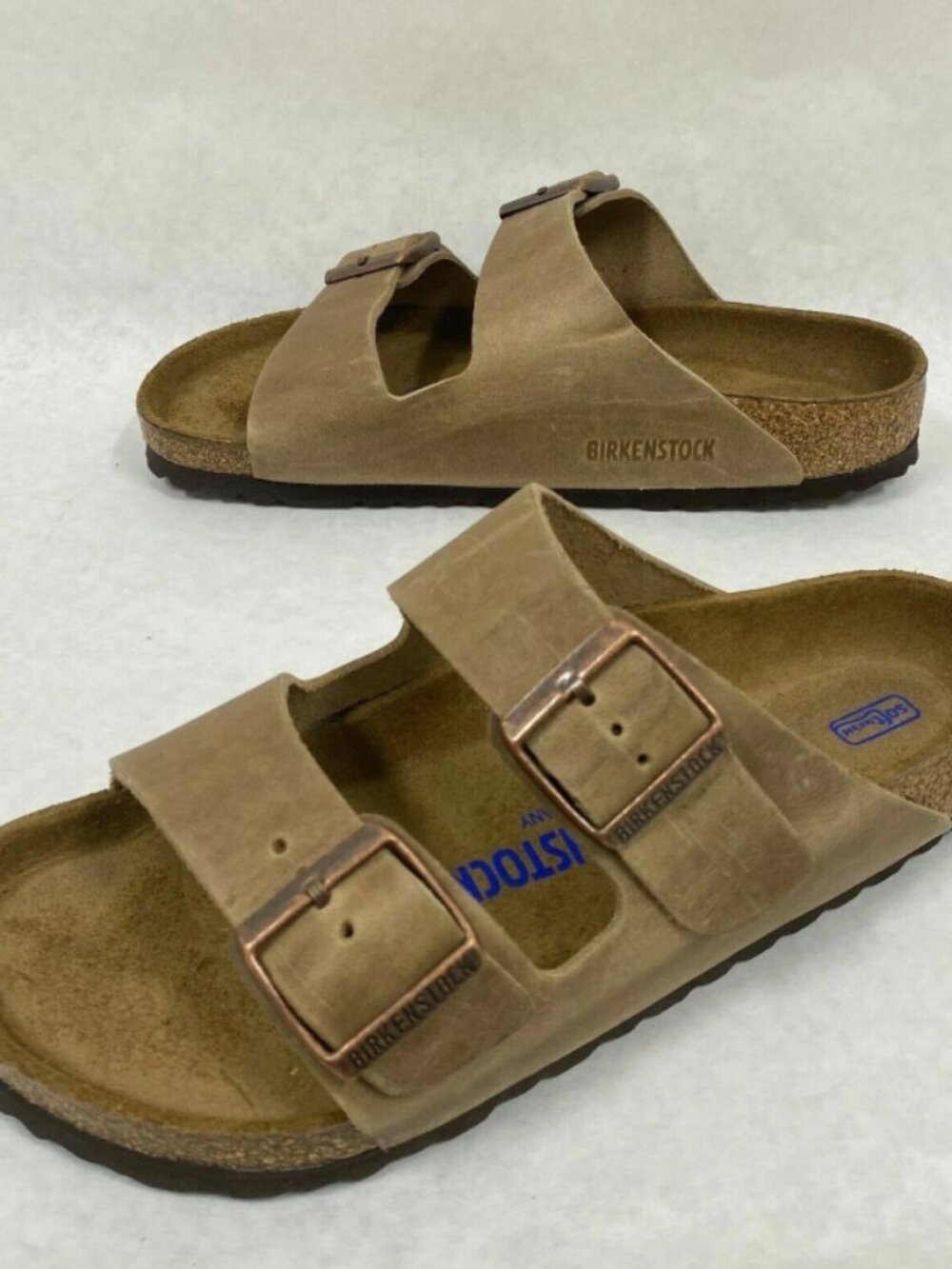 Birkenstock Arizona Tobacco Brown Oiled Leather Soft Footbed Regular Width - Picture 3 of 5
